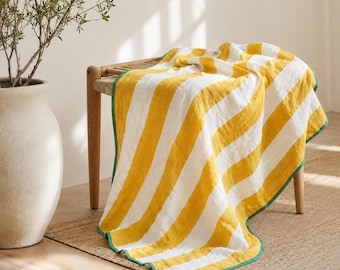 Yellow Striped Muslin Blanket