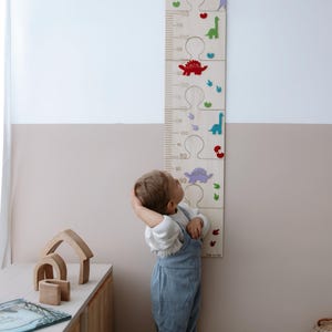 Dinosaur Wooden Growth Chart: Montessori Kids Height Ruler