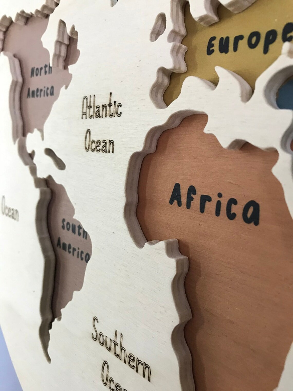 Wooden World Map Wooden Map of World Kids Room Wall Deco Etsy