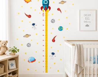 PVC-Free Removable  Fabric Space Growth Chart Wall Decal