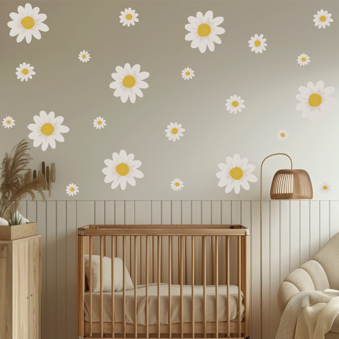 Large Daisy Wall Decals – Removable Floral Stickers for Nursery & Kids ...