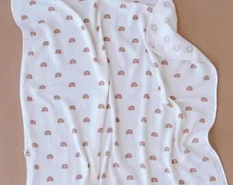 Rainbow Smiley Double-Sided Muslin Baby Blanket