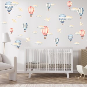 Dreamy Hot Air Balloon Wall Decal – Peel & Stick Pastel Nursery Decor • Gender Neutral