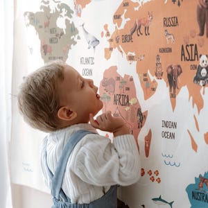 Weltkarte Wandbehang, Wandbehang aus Bio Baumwolle, Weltkarte fürs Kinderzimmer