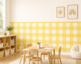 Checkerboard Wall Decal Panel – Removable PVC-Free Fabric Wall Decor for Nursery & Kids Room