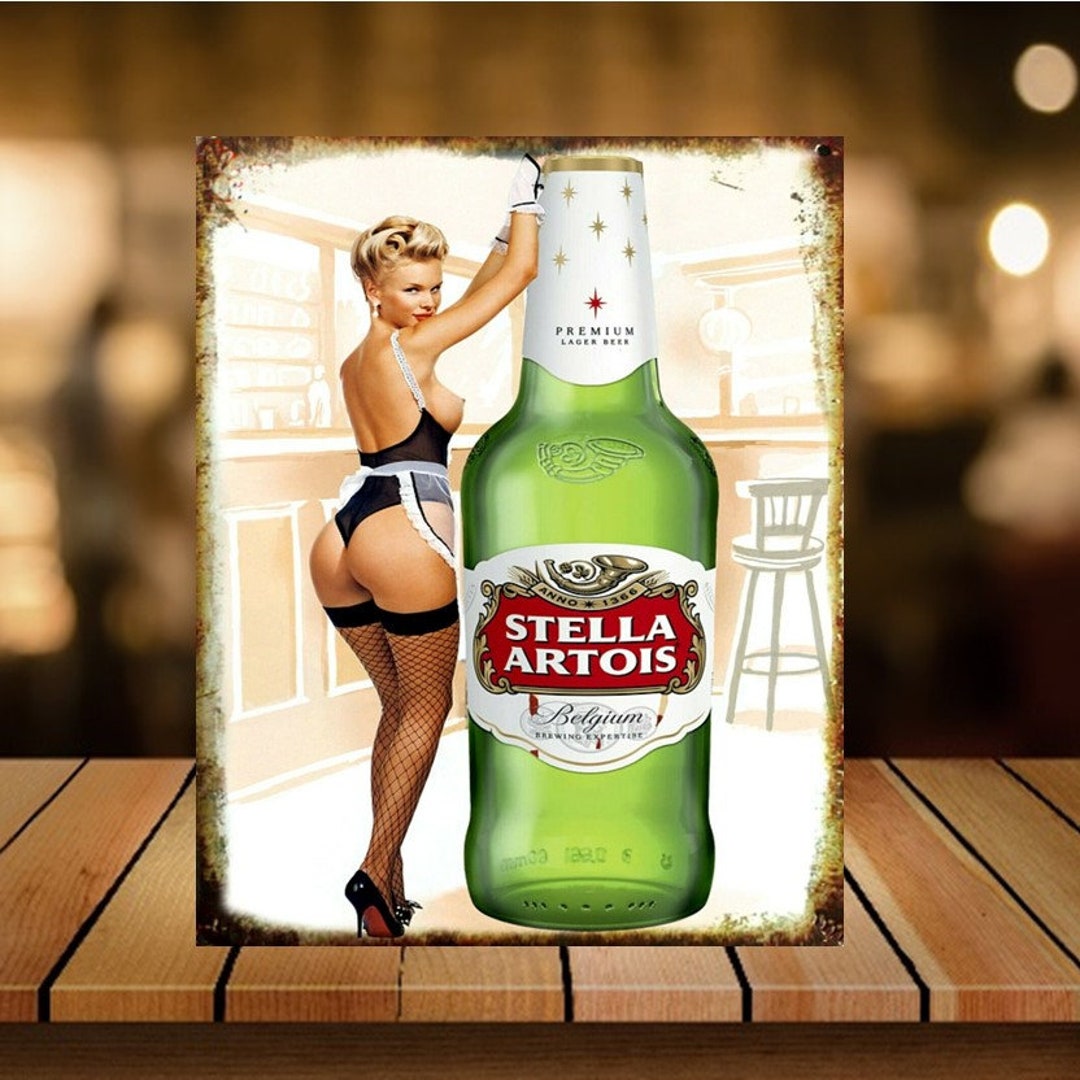 Sexy Girl Stella Artois Bottle Wall Sign. Retro Vintage Man - Etsy
