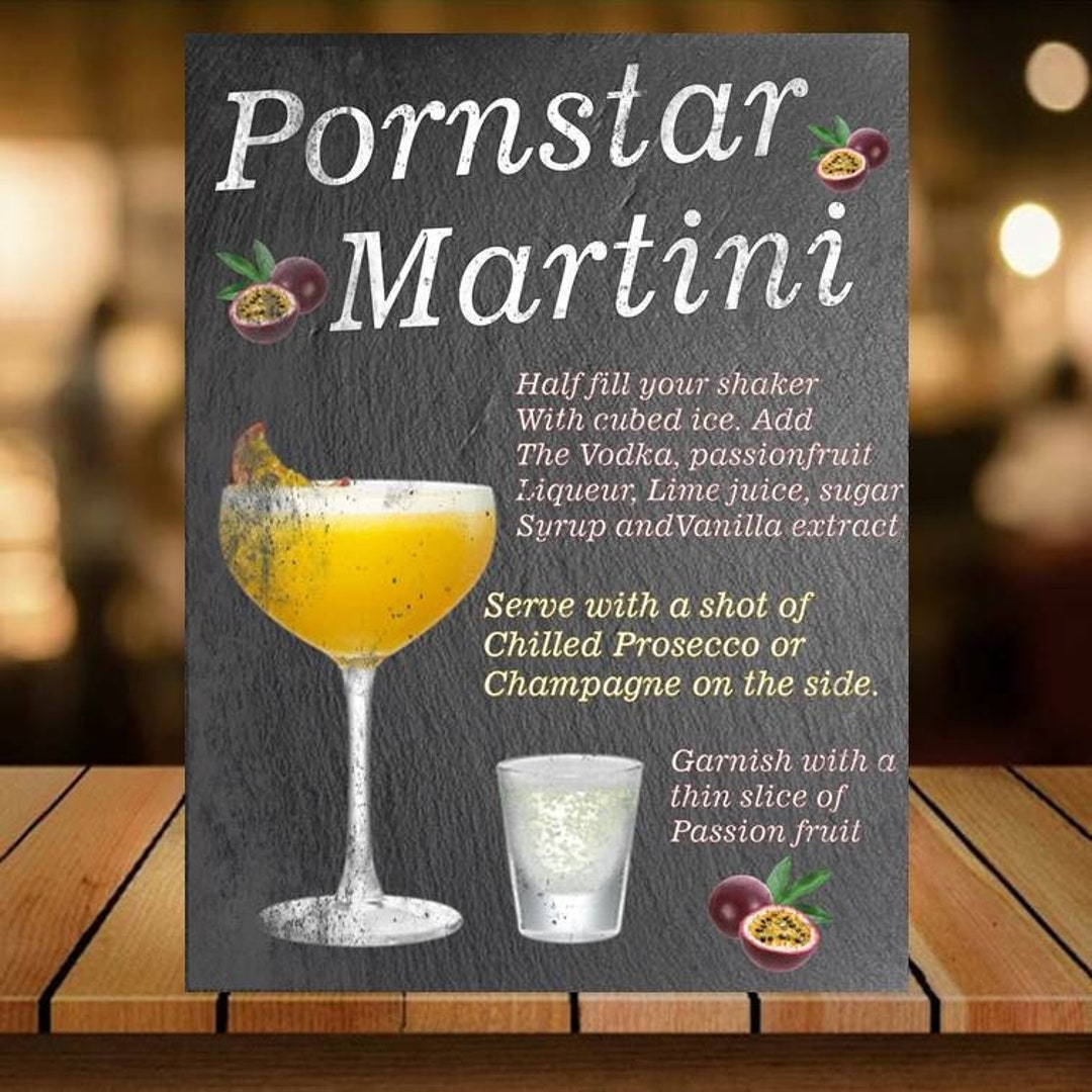 Bar Porn Star - Pornstar Martini Cocktail Recipe Wall Sign. Retro Vintage Man - Etsy Denmark