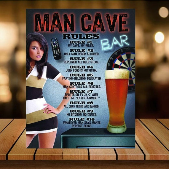 Funny Sexy Man Cave Rules Wall Sign Retro Vintage Man Cave - Etsy Funny Sexy Man Cave Rules Wall Sign Retro Vintage Man Cave - Etsy