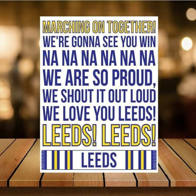 Leeds United Marching On Together Metal wall sign. retro Etsy