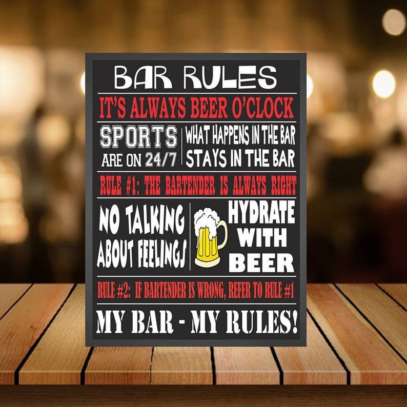 Funny Bar Rules Wall Sign. Retro Vintage Man Cave Home Bar Etsy