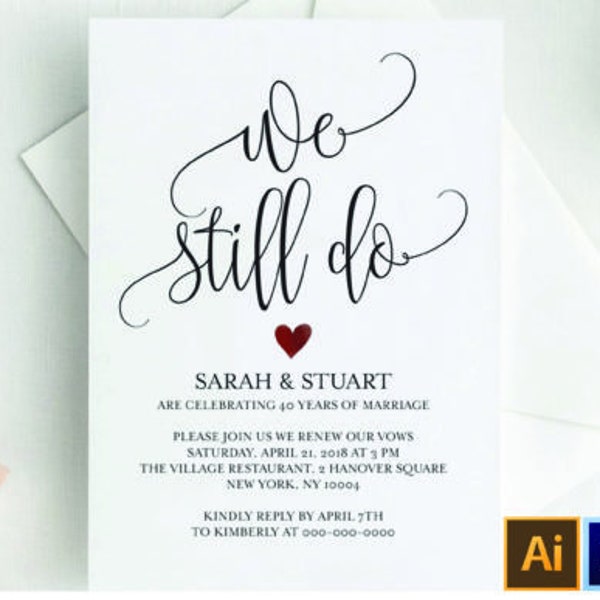 Downloadable Beautiful Wedding Vow Renewal Invitation Template