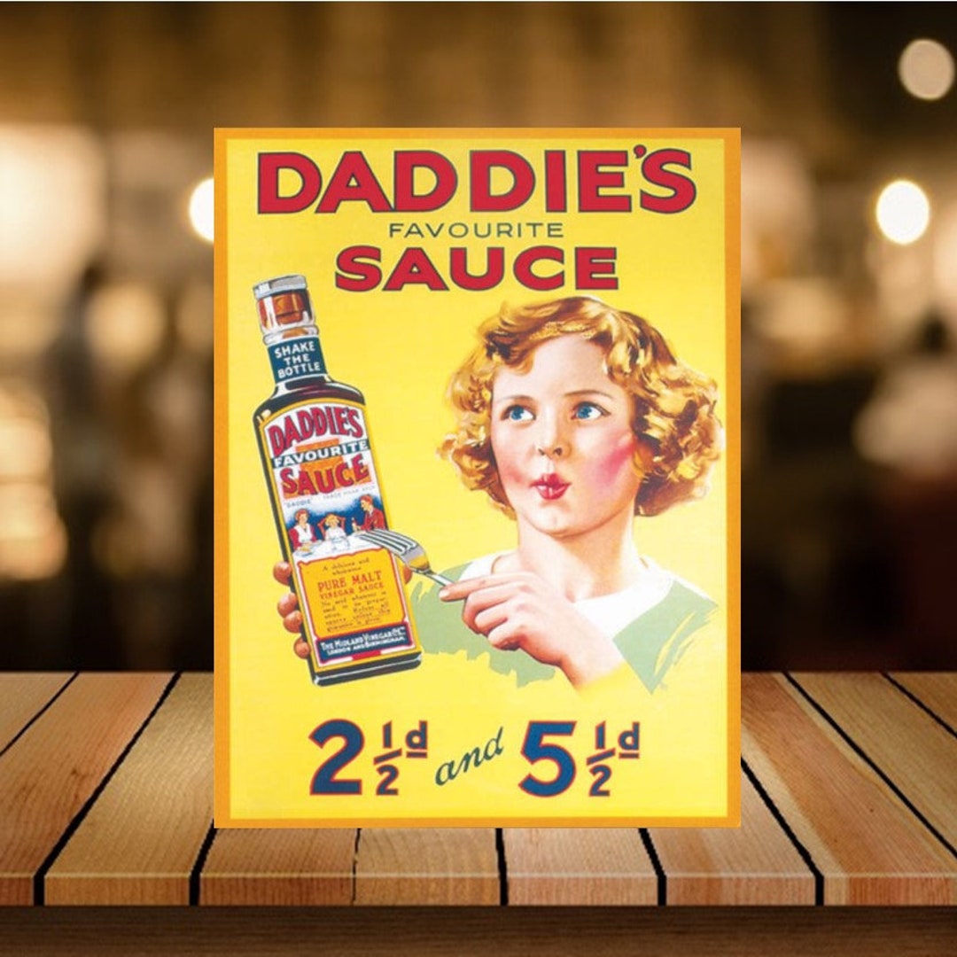 Daddies Sauce Metal Wall Sign. Retro Vintage Man Cave Home Bar Beer
