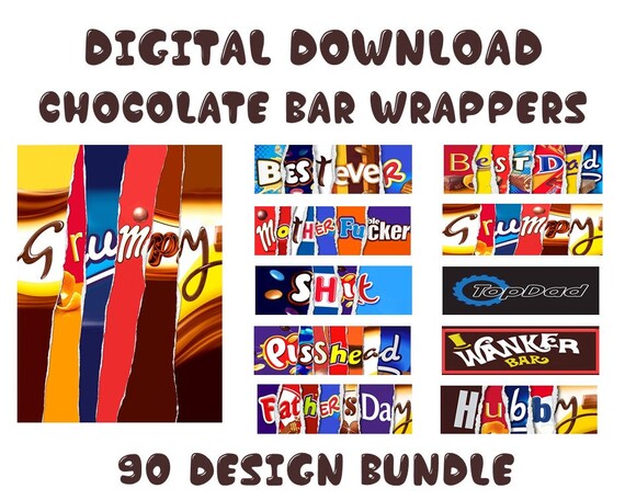 Instant Download 80 X Funny Chocolate Bar Wrappers Rude Fathers.