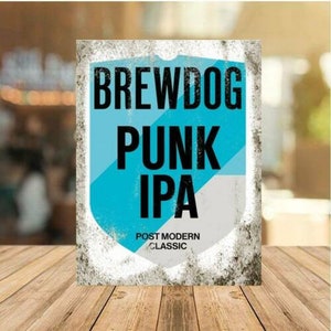 Brewdog IPA Punk Real Ale wall sign. retro vintage Man cave home bar beer garden sign