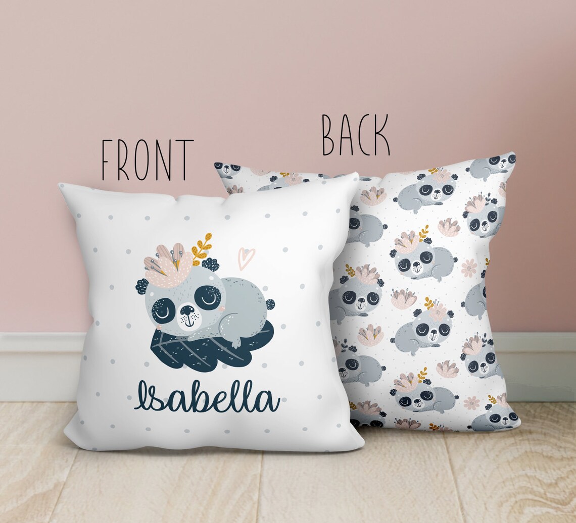 Custom Bear Throw Pillow / Personalized Nursery Pillow / Name Etsy