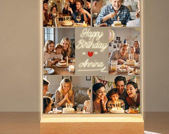 Personalized Night Light for Birthday,Custom Photo Collage Gift for Her, Him, Unique LED Lamp,Birthday Present for Her Him Friends Family