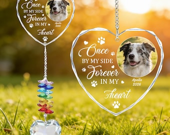 Personalized Photo Pet Suncatcher, Custom Heart Acrylic Crystal Window Ornament, Pet Keepsake Home Decor Gift for Pet Parents