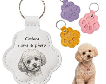 Personalized Leather Pet Hair Keychain Custom Engraved Paw Print Keepsake, Durable Pet Fur Holder Keyring Pet Loss Sympathy Remembrance Gift