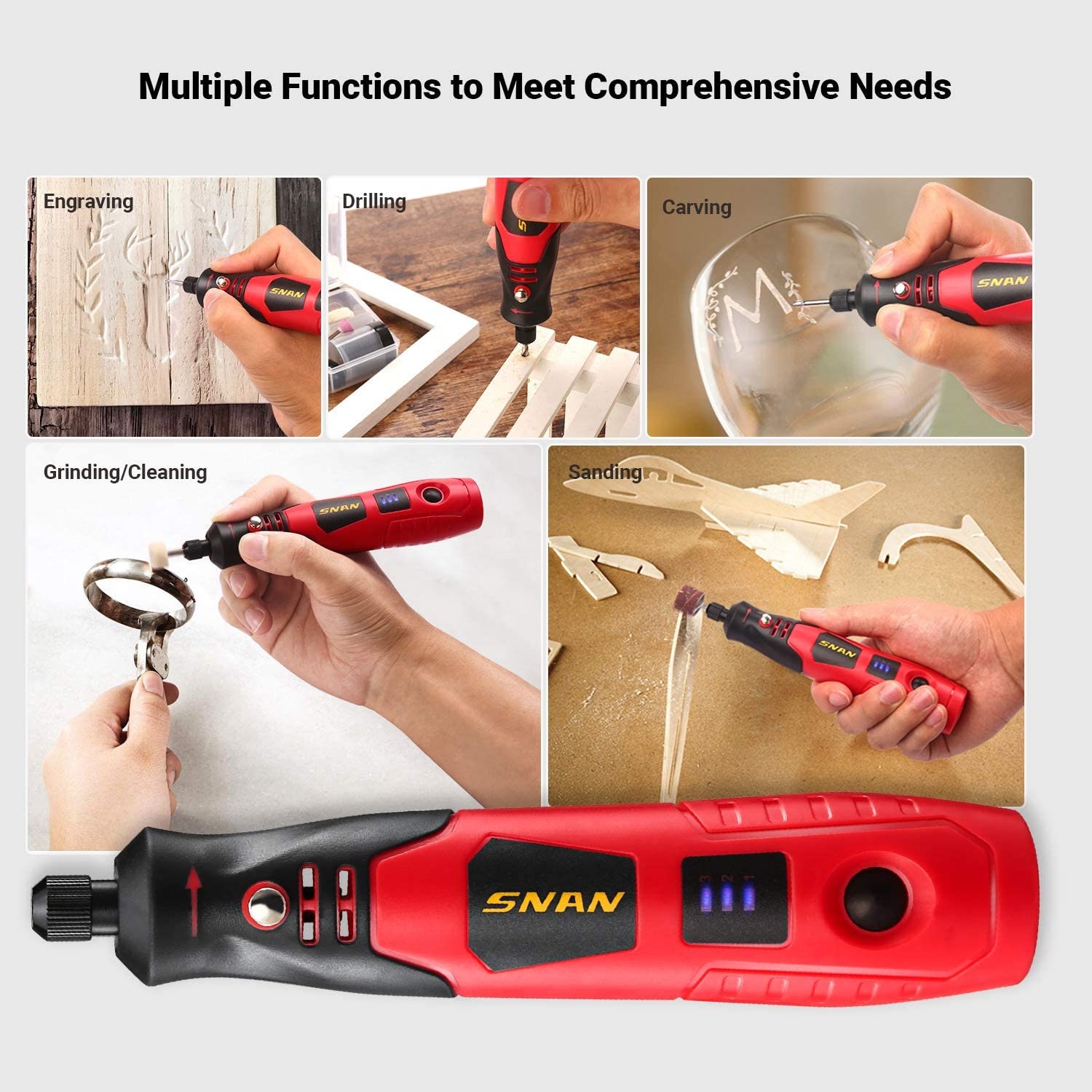 Cordless Rotary Tool, 3.7V 3-speed Rotary Tool Kit With 40 Accessories for  Sanding, Polishing, Drilling, Etc. 
