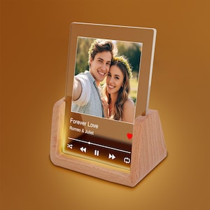 Personalized Photo&Name Night Light Custom LED Romantic Acrylic Light w/ Message-Forerver Love Valentine&#39;s Day Present Partner Birthday Gift
