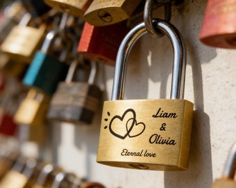 Personalized Engraved Brass Love Padlock with 3 Keys Custom Heart Lock for Couples,Wedding Anniversary Valentines Keepsake Love Bridge Gift