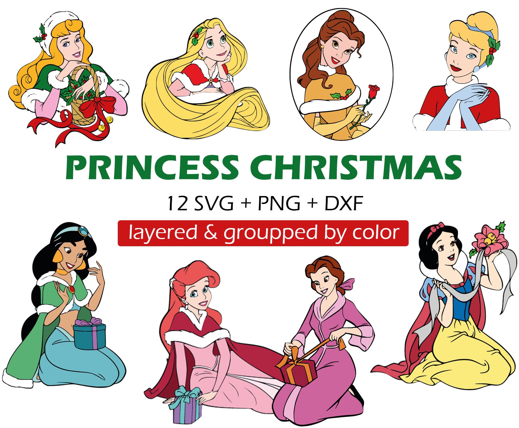 Disney christmas svg Disney princess svg Disney svg bundle  Etsy