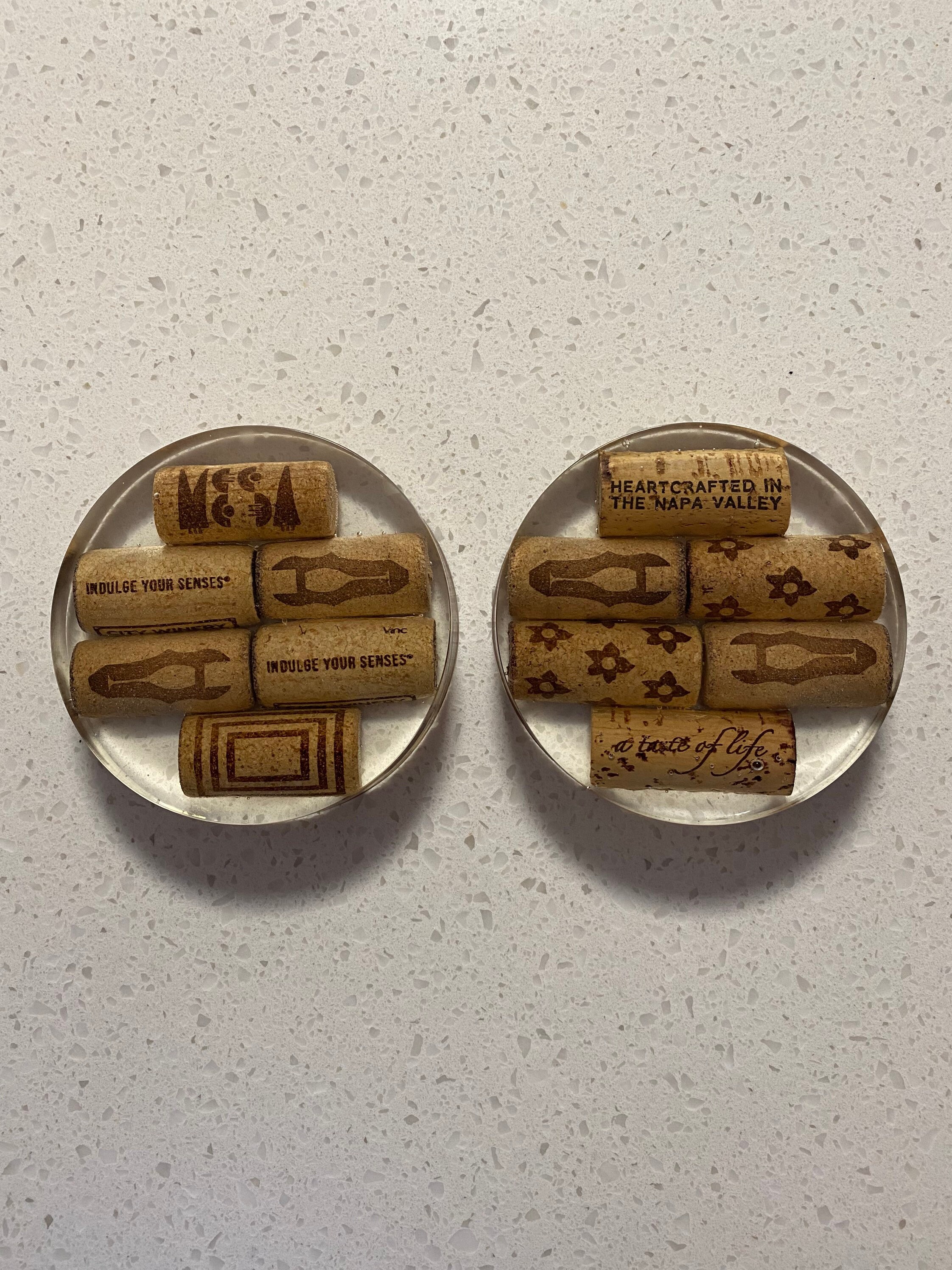 Fun Artistic Wine Cork Resin Coaster Etsy