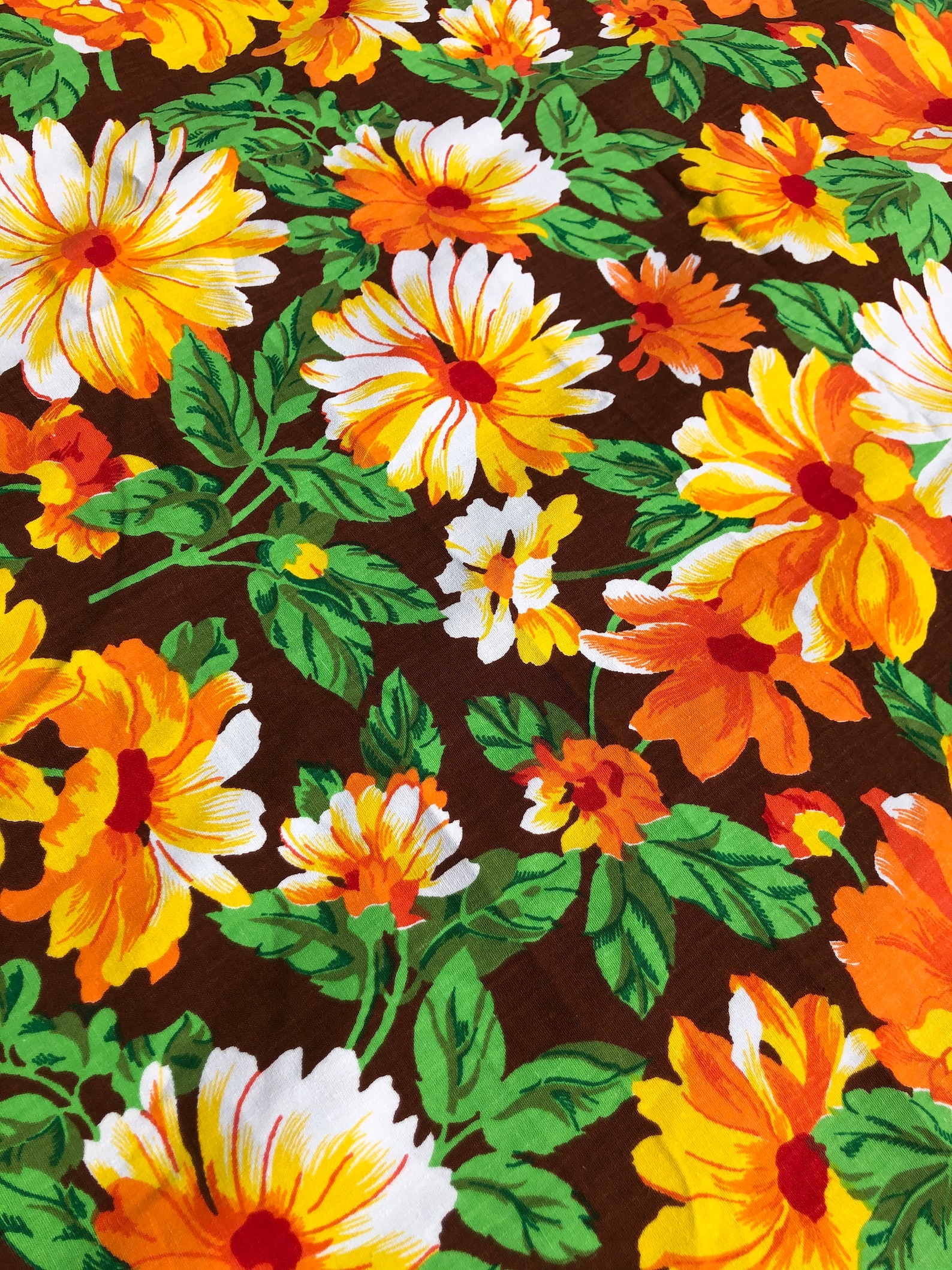 Stunning 1970s Flower Power Cotton Vintage Fabric Etsy