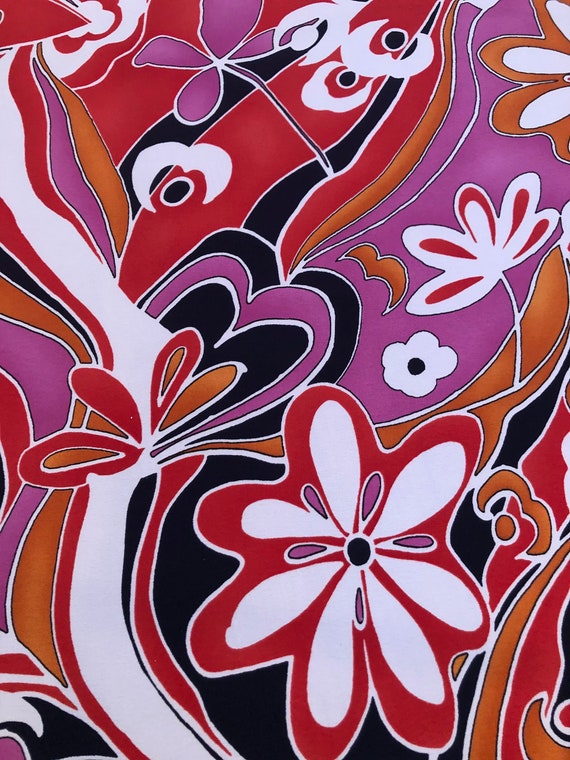 Psychedelic Retro 1960s Floral Vintage Fabric!