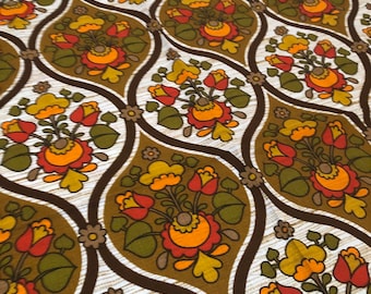 1960s/70s Geo/Floral Vintage Barkcloth Fabric!