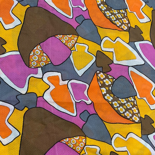 Fun and Amazing Vintage Psychedelic Mushroom Fabric!