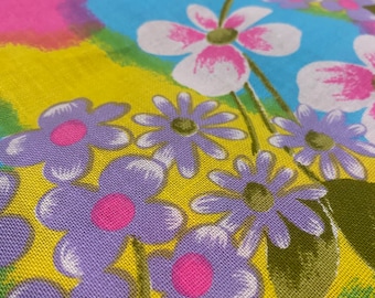 ¡Tejido floral maravilloso vintage de los años 70 súper brillante!