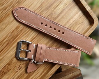 Correa de piel rosa claro para Apple Watch: cierre rápido, hecha a mano, tamaño 18 mm-24 mm