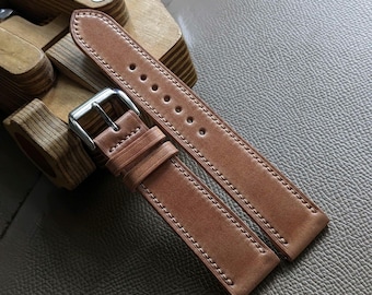 Shell Cordovan Watch Strap: Handmade Shinki Soft Leather Band size 18mm-24mm