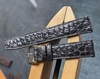 Flank Alligator Watch Strap Handmade Leather I Watch band size 18mm,20mm,22mm,24mm