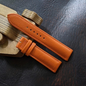 Epsom Leather Watch Strap: Rolled Edge, Curved Lug, Handmade