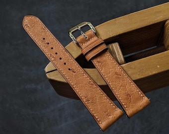 Brown Ostrich Leather Watch Strap Quick Release Watch band size 18mm-24mm
