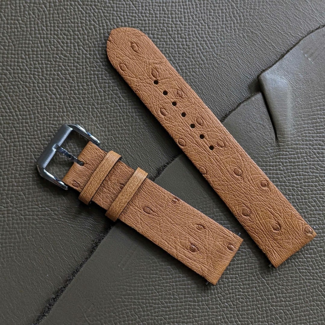 Uhrenarmband Straußenleder I Farbe Braun I Schnellverschluss I