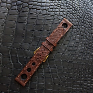 Rally Watch Strap Leather I Brown Color I Watch band size 18mm,20mm,22mm,24mm
