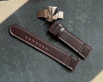 Horween Shell Cordovan Color 8 Watch Strap Handmade Size 18mm-24mm