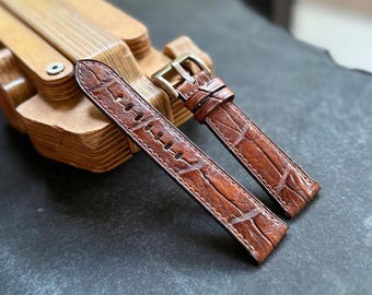 Vintage Alligator Watch Strap Leather With - Watch Band Size 18mm