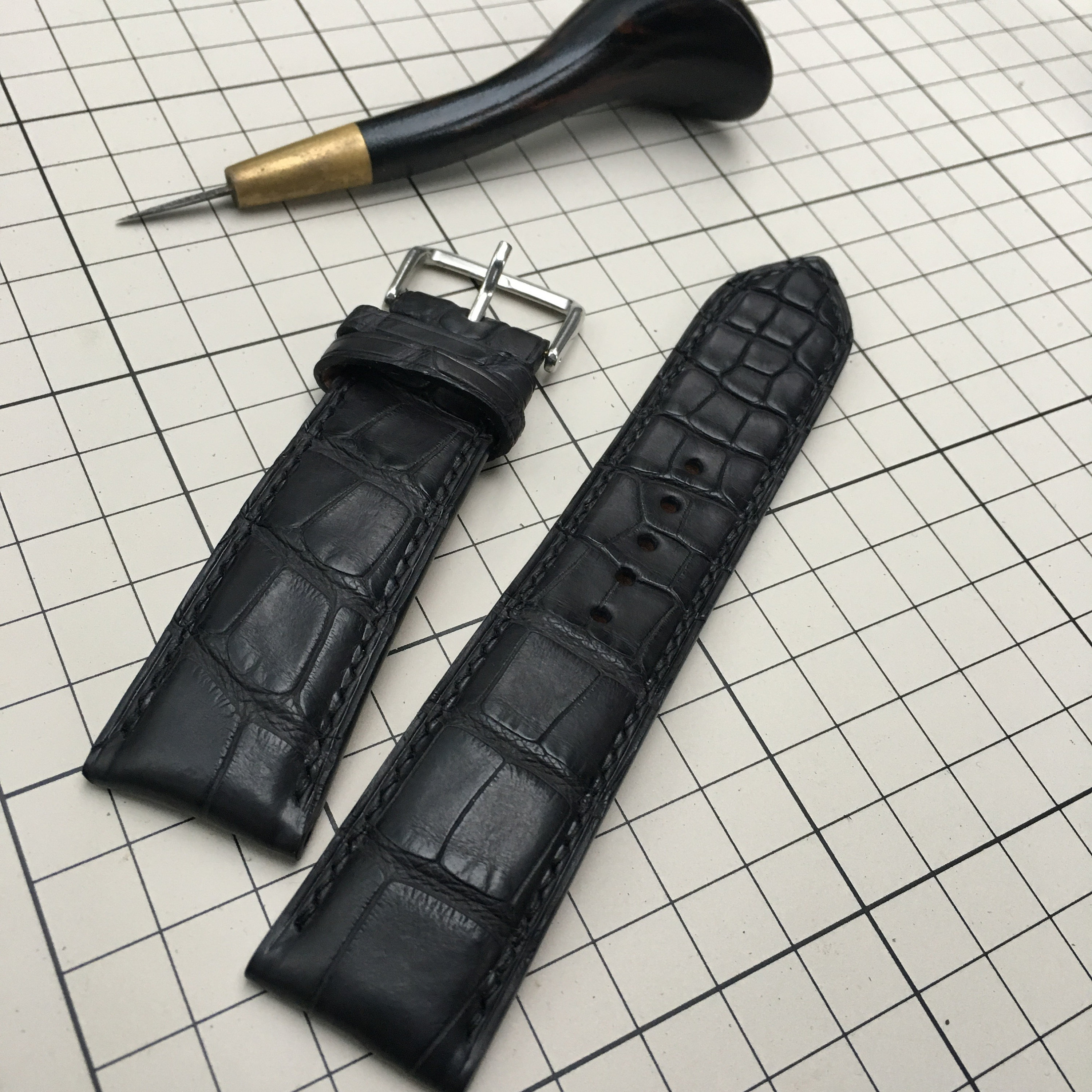 Black Alligator Watch Strap Handmade Leather I Watch band size | Etsy