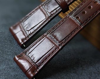 Handmade Patina Brown Alligator Leather Watch Strap (18mm-24mm)