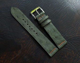 Ostrich Leather Watch Strap: Quick Release, Watch Band size 18mm-24mm