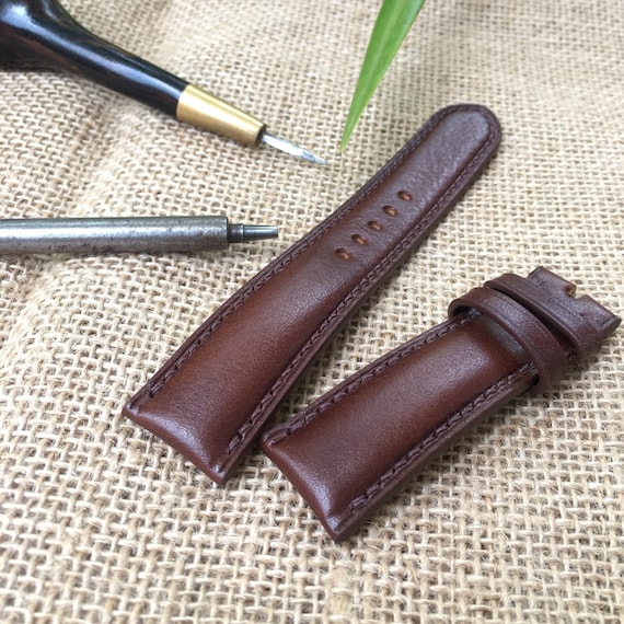 Vachetta Leather Watch Strap | Handmade Quick Release Band – Brown Italian Leather – 18mm 20mm 22mm