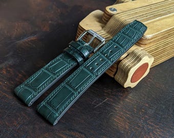 Genuine Alligator Leather Watch Strap | Handmade Quick Release Band – Sizes 18mm 20mm 22mm 24mm