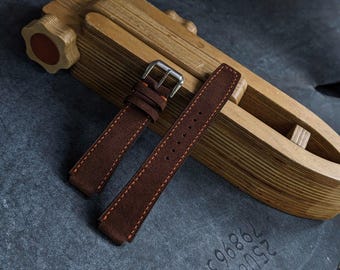 Brown Suede Custom-Made Watch Strap I Watch band size 18mm,20mm,22mm,24mm