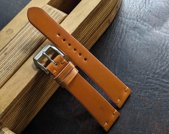 Shell Cordovan Watch Strap: Shinki Hakiku Whisky Leather size 18mm-24mm