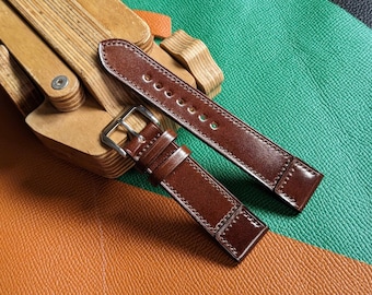 Shell Cordovan Watch Strap: Handmade Shinki Soft Leather Band size 18mm-24mm