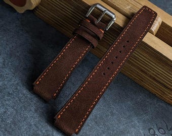 Brown Suede Custom-Made Watch Strap Leather Watch band size 18mm,20mm,22mm,24mm
